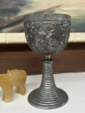 Vintage Dated 1901 Silver-Tone Embossed 1st Prize Storybook Goblet